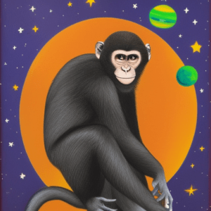Klassiker bem KI Bilder erstellen: Monkey in space